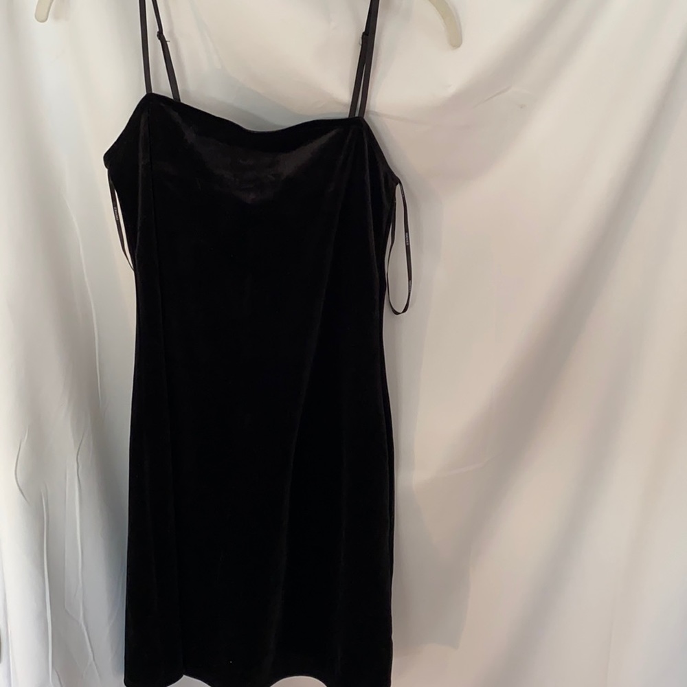 Suede black mini dress